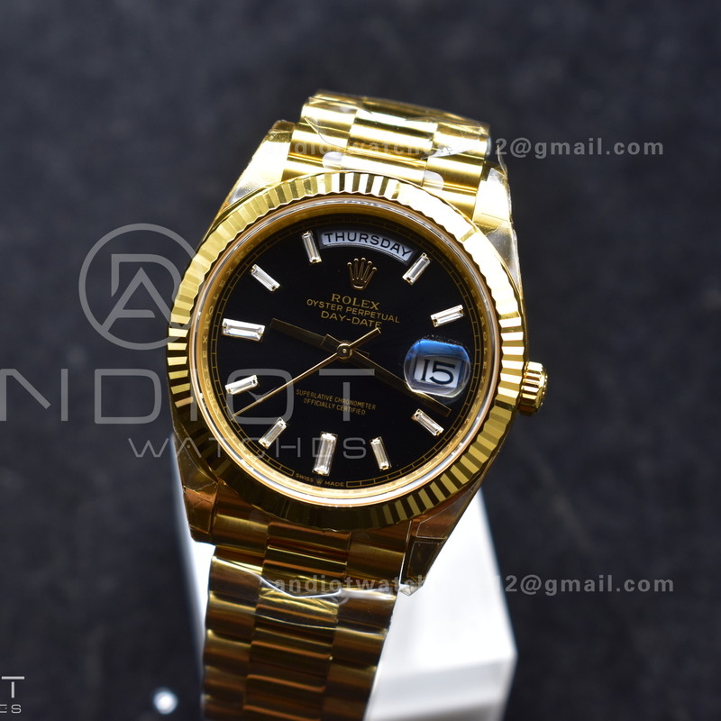 Day Date 40 YG 228238 THBF 1:1 Best Edition Black Crystal Dial on President Bracelet VR3255 V3 (Gain Weight)